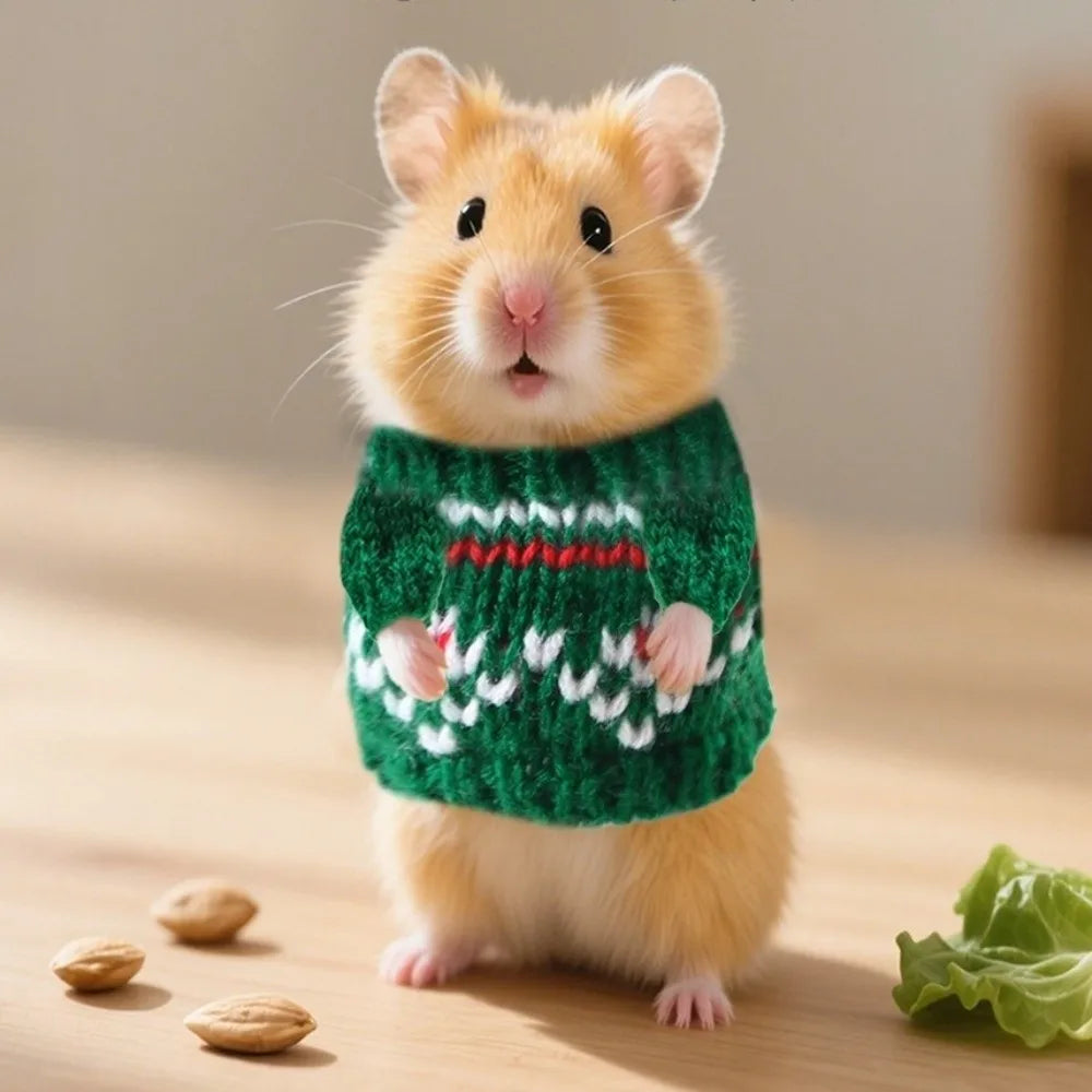 Party Supplies Cute Hamster Sweater Warm Chew Proof Small Pets Sweater Soft Knitted Sweater Christmas Decoration
