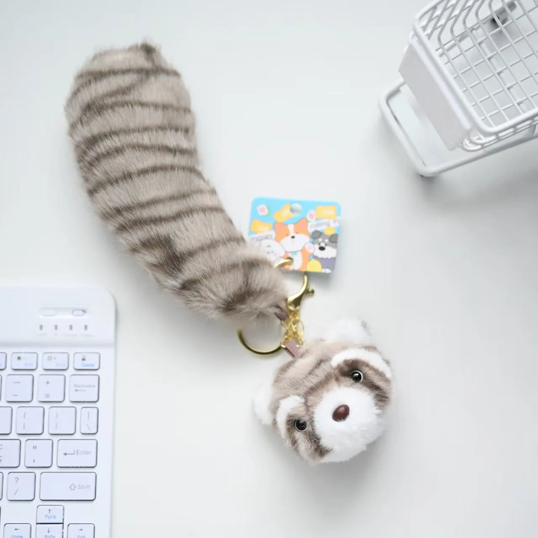 18cm Long tail Squirrel Raccoon Bear Plush Pendant Kawaii Animals Hairy Plush Keychains Bag Car Phone Hanging Plush Keyrings