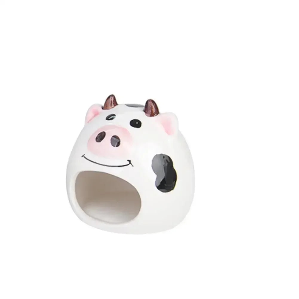 Summer Cooling Ceramic Nest Cartoon Cow Mini Pet Bed for Hamster Golden