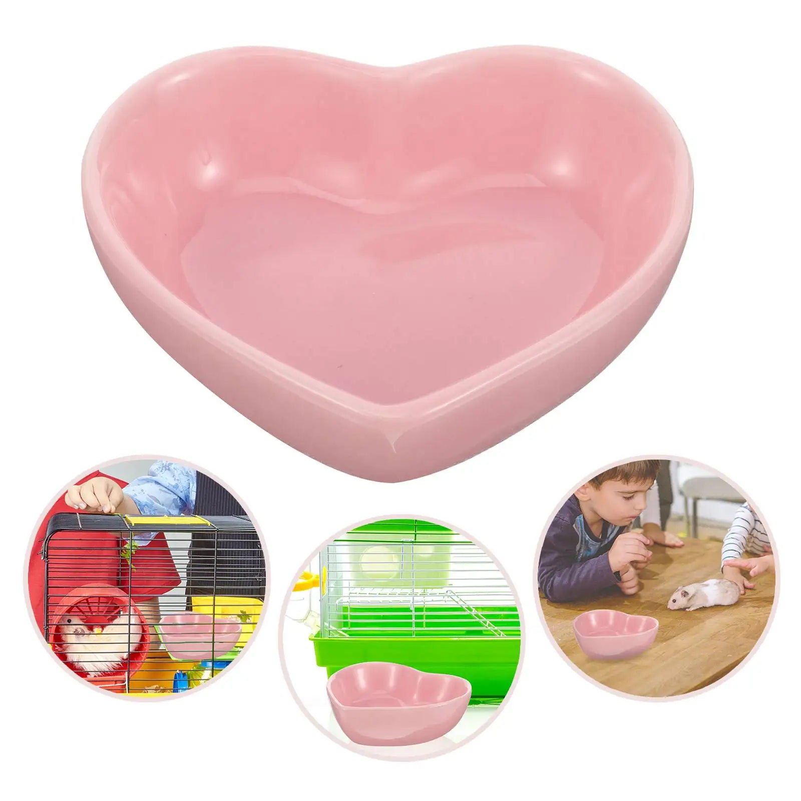 Heart-Shaped Ceramic Food Bowl for Small Pets