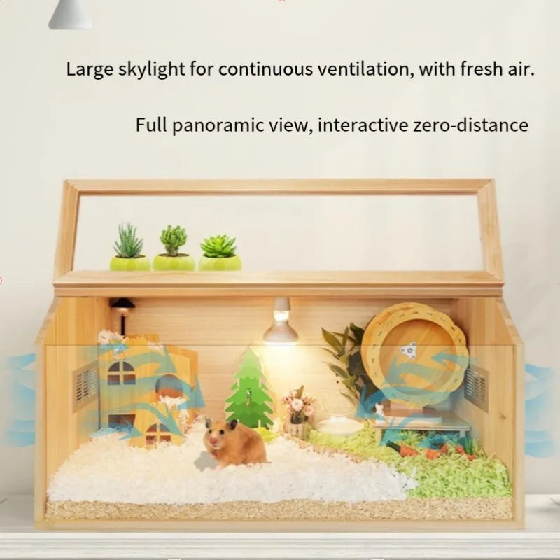 Hamster Cage Solid Wood Terrarium Supplies Nest Landscaping Special Golden Bear Super Large Luxury Villa Winter Incubator