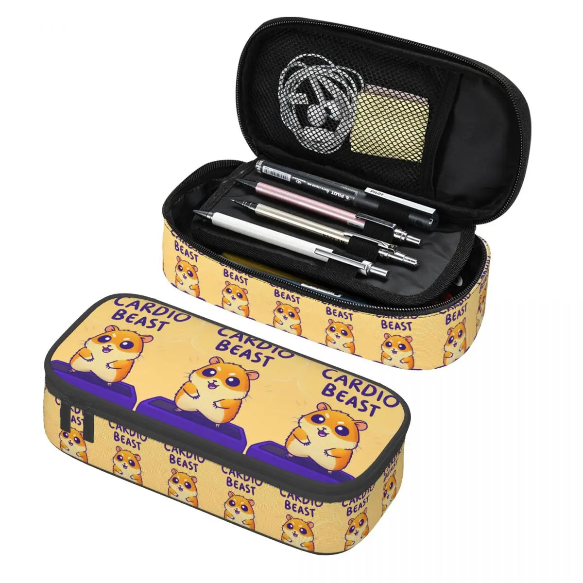 Cardio Beast Hamster Workout Sticker Pencil Case Pen Holder Storage Stationery Supplies Big Capacity Pen Box Pencil Bag Students