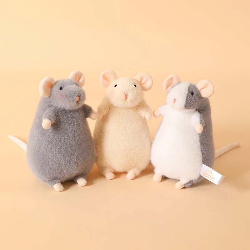 Cute Mouse Plush Toy Soft Furry Grey Pet Fancy Rat Stuffed Animal Doll Kawaii Mouse Plushie Bag Charm Home Decor Birthday Gift