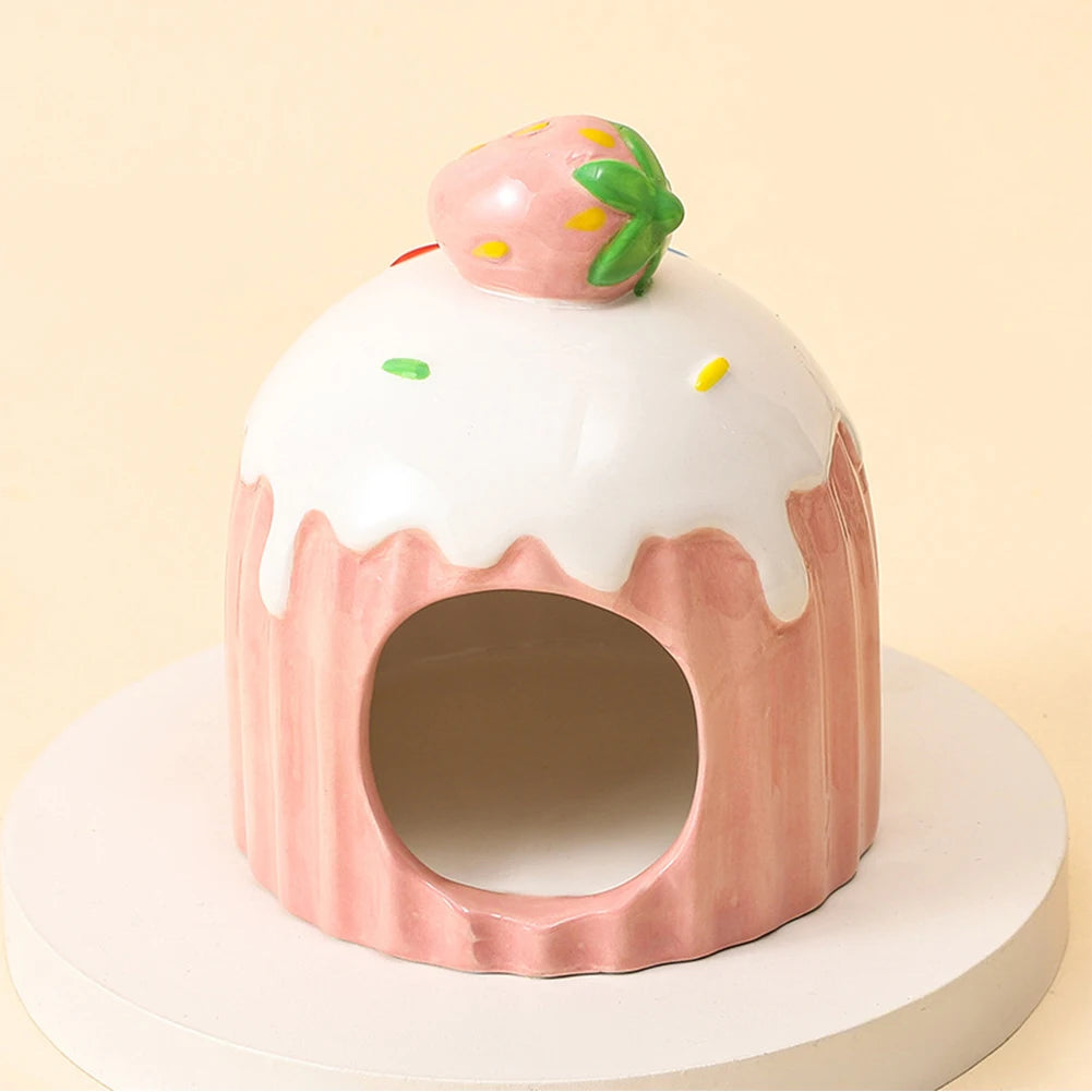 Ceramic Hamster House for Small Animals Outdoor Mushroom Cave Small Animal