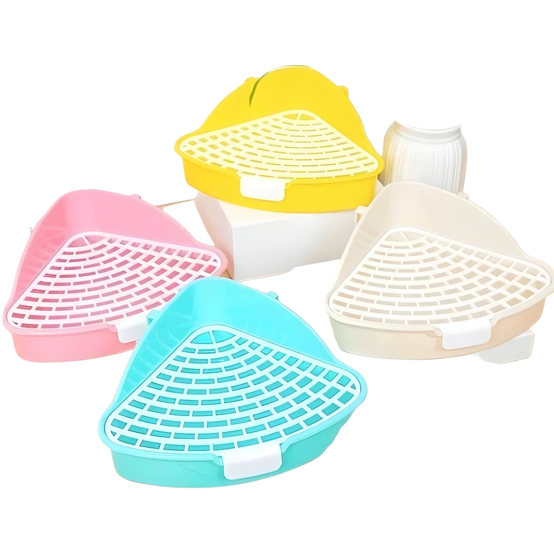 Corner Litter Tray for Hamsters and Guinea Pigs for hamsters, guinea pigs, gerbils, rats, mice, and chinchillas from Burrowly small pet supplies.