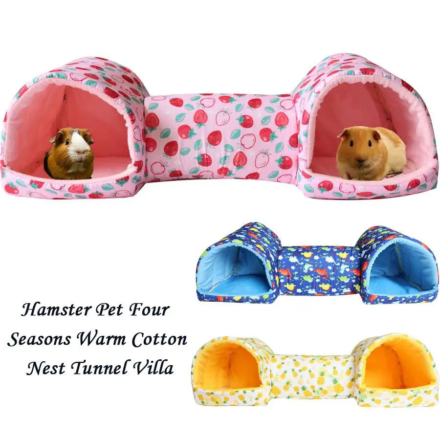 Guinea Pig Hideout Tunnel Blue Small Animal Bed with Anti-slip Bottom