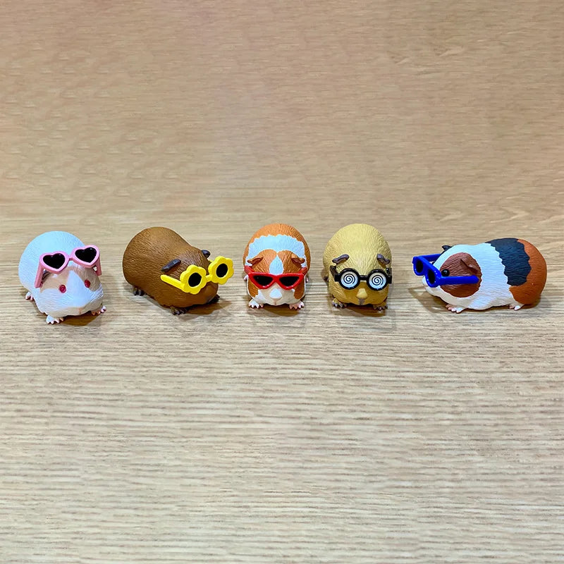 Guinea Pig With Sunglasses Blind Box Cute Mini Anime Action Figure Model Toys Kawai Desktop Decoration Collection Festival Gift