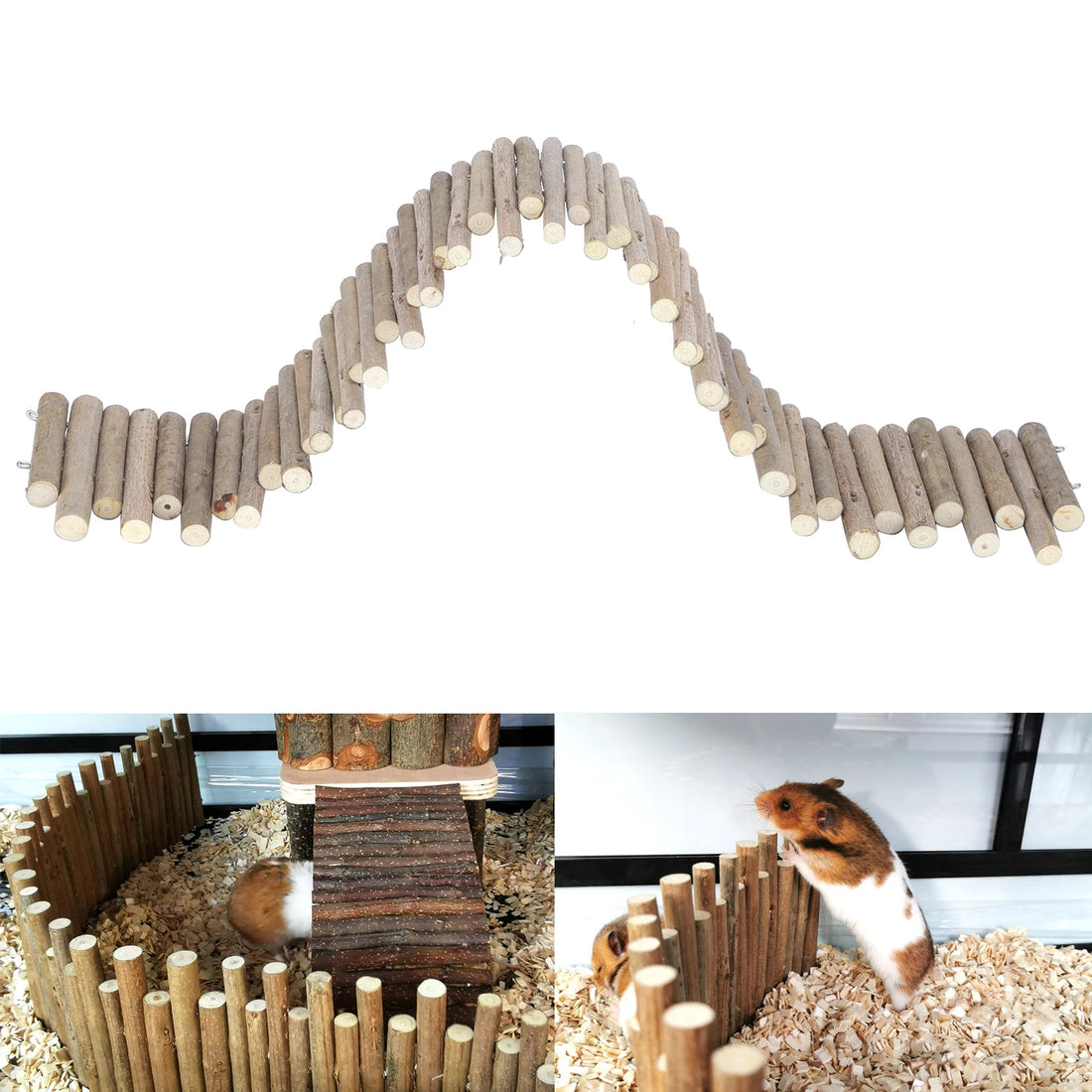 Hamster Wooden Fence Rat Ladder Bridge Wood Ladder Natural Hideout for for Burrowly enrichment toys and small pet care.