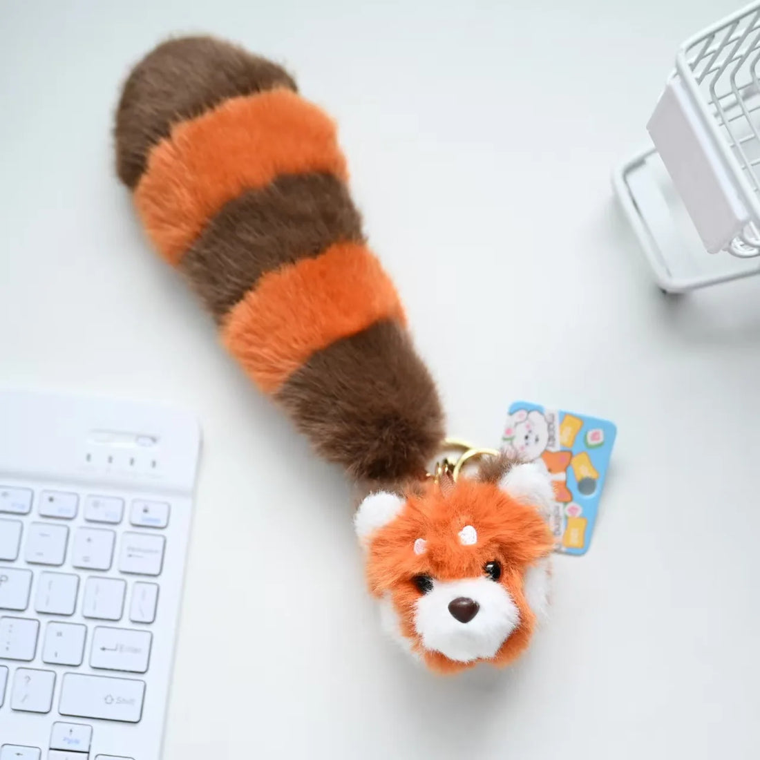 18cm Long tail Squirrel Raccoon Bear Plush Pendant Kawaii Animals Hairy Plush Keychains Bag Car Phone Hanging Plush Keyrings