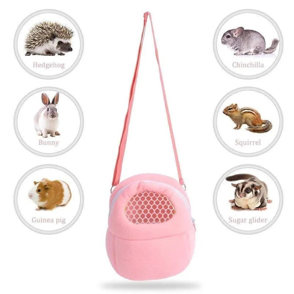 Warm Travel Carrier Bag for Small Pets for hamsters, guinea pigs, rabbits, and chinchillas from Burrowly small pet supplies.