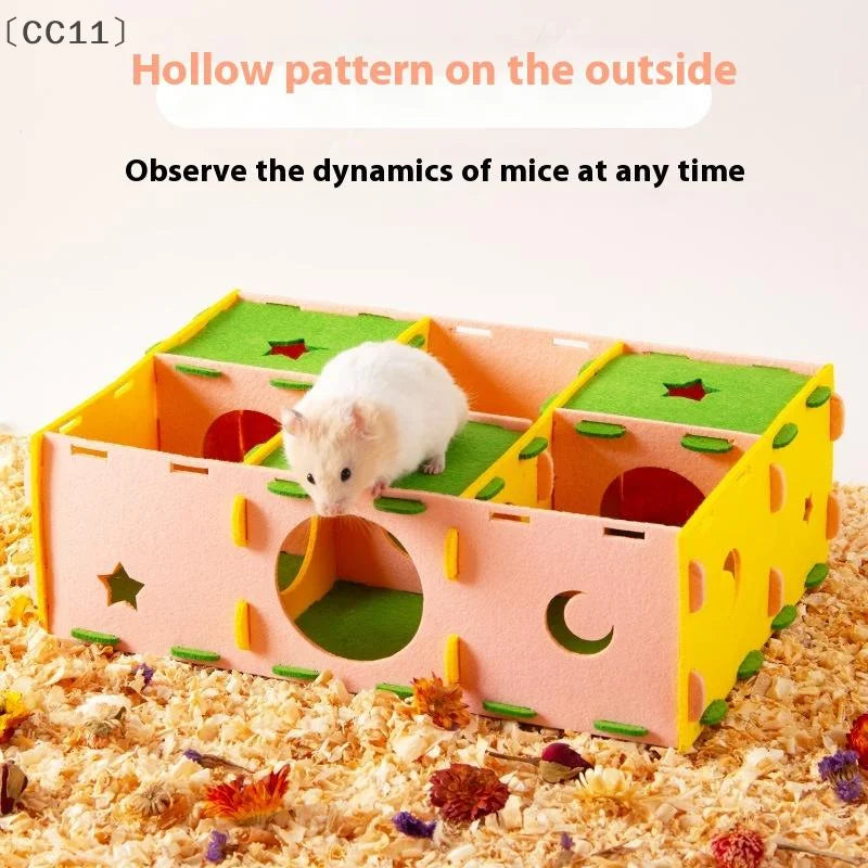 〔CC11〕Removable Felt Maze Hide Nest Hamster Passage Little Pet Nest Sugar Glider Hamster Golden Bear Pet Toy Indoor Pet Supplies