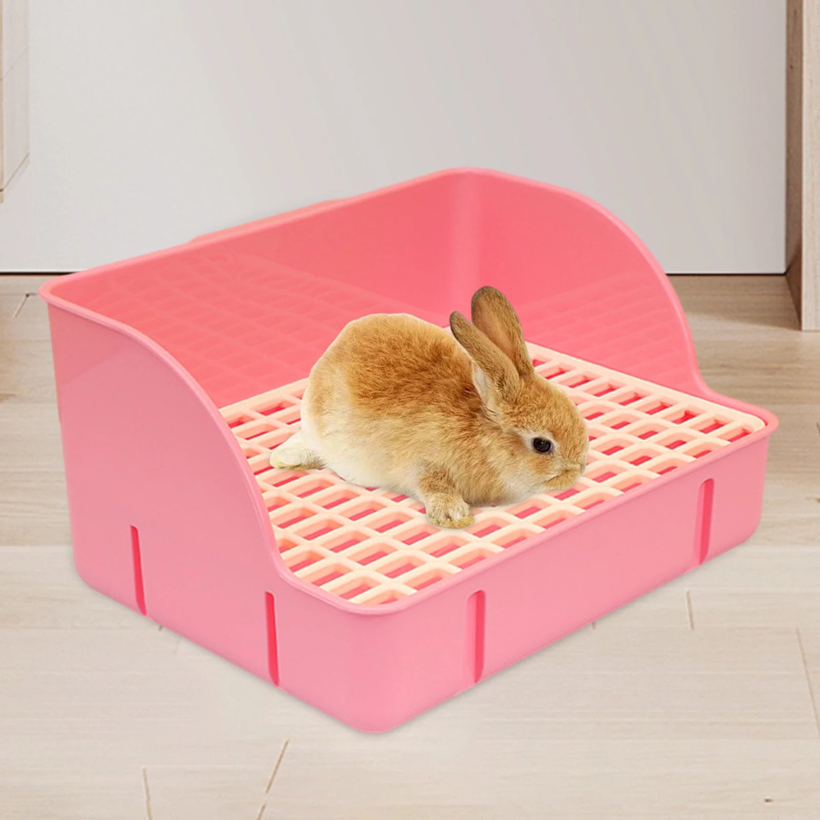Rabbit Corner Litter Box with Splash Guard for rabbits, chinchillas, and rats from Burrowly small pet supplies.