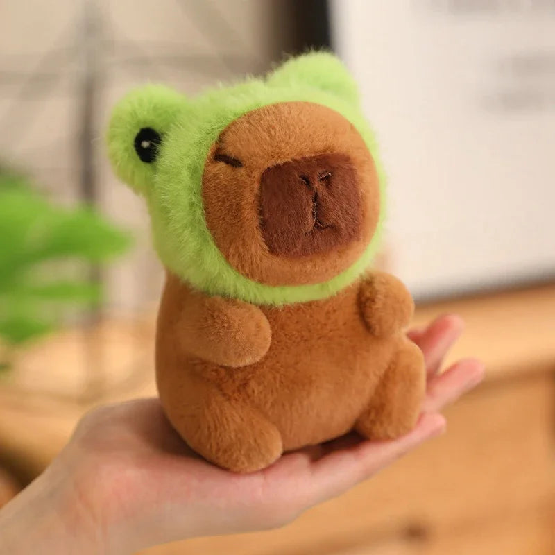 Cute Capybara Plush Toy with Hat Simulation Capybara Cosplay Crab Rabbit Cat Doll Small Size Stuffed Animals Bag Pendant Gift