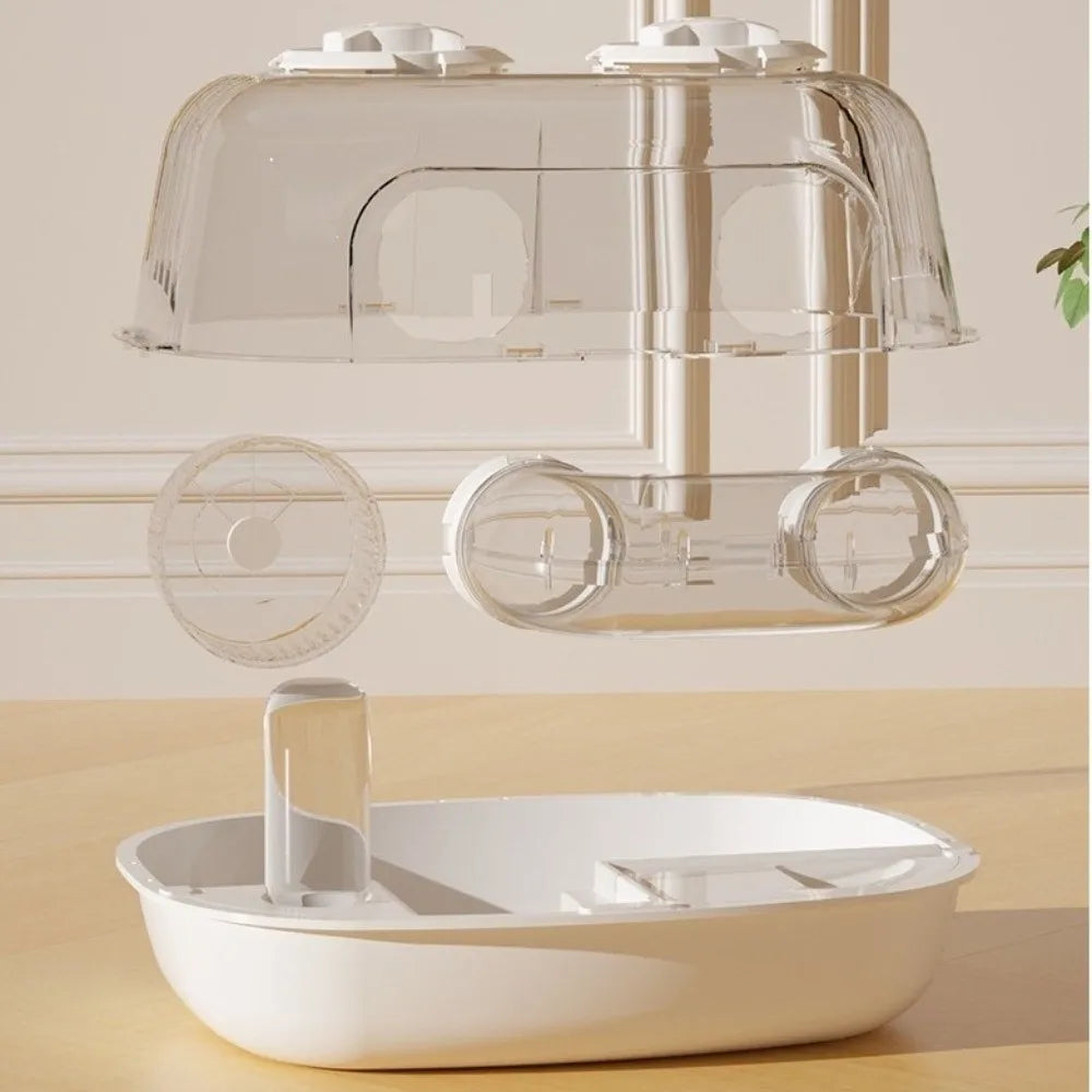Large Capacity Hamster Cage Transparent 2-layer Platform Hamster Villa