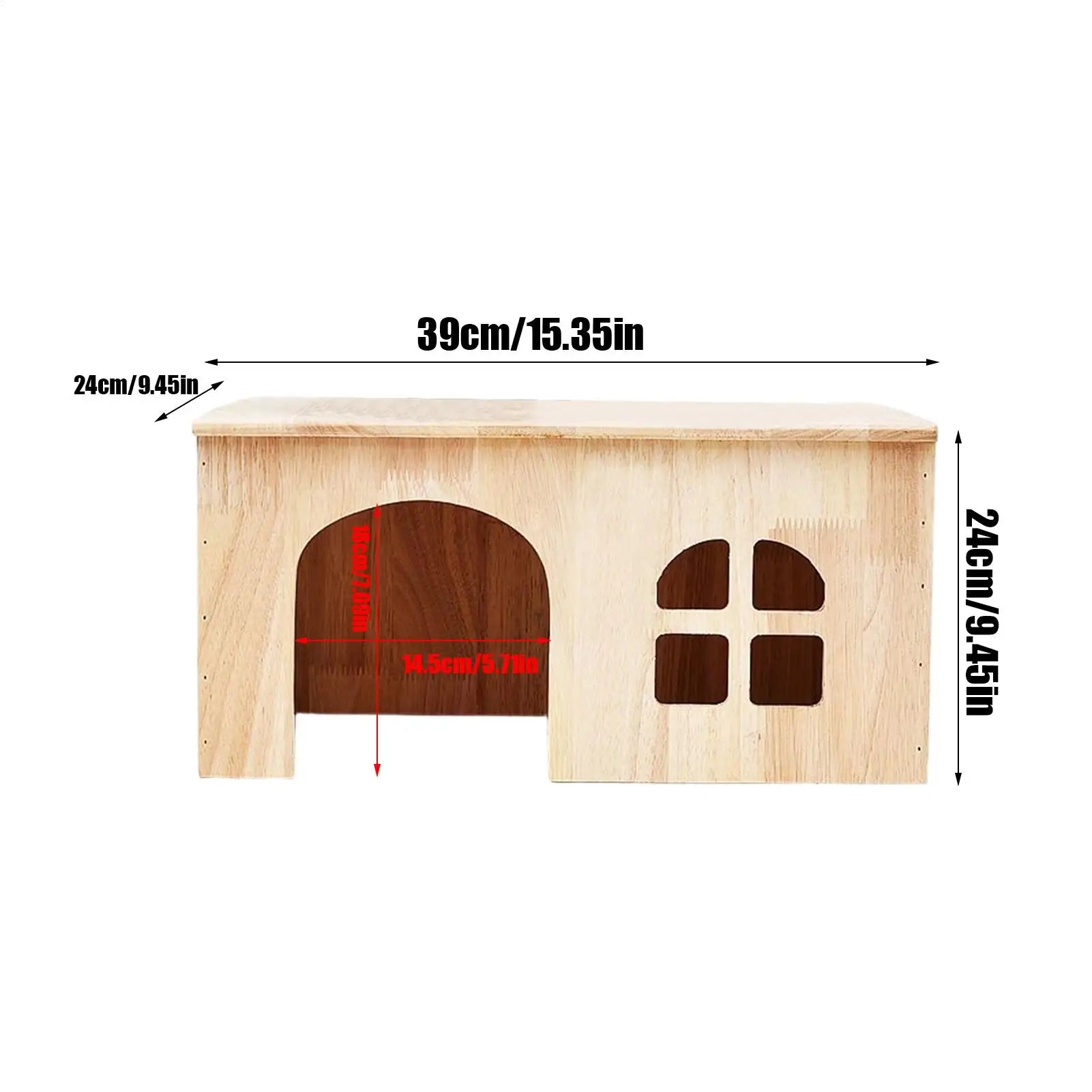 Chinchilla House Wooden Habitat With Window Door Ventilated Bunny Hut For Hamster Gerbil Chinchilla Hedgehog Ferret Resting