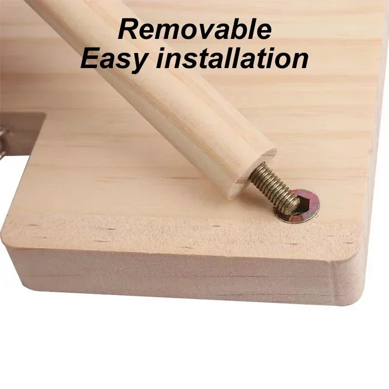 Wooden ladder platform for hamster cage enrichment from Burrowly.