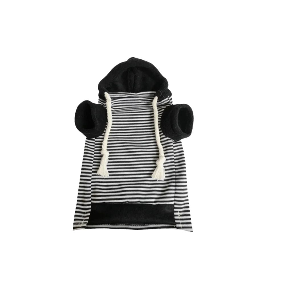 Elastic Ferret Hoodie Thick Fleece Cozy Pet Striped Sweatshirt Stylish Drawstring Soft Hamster Coat for Hamster Lizard Squirrel