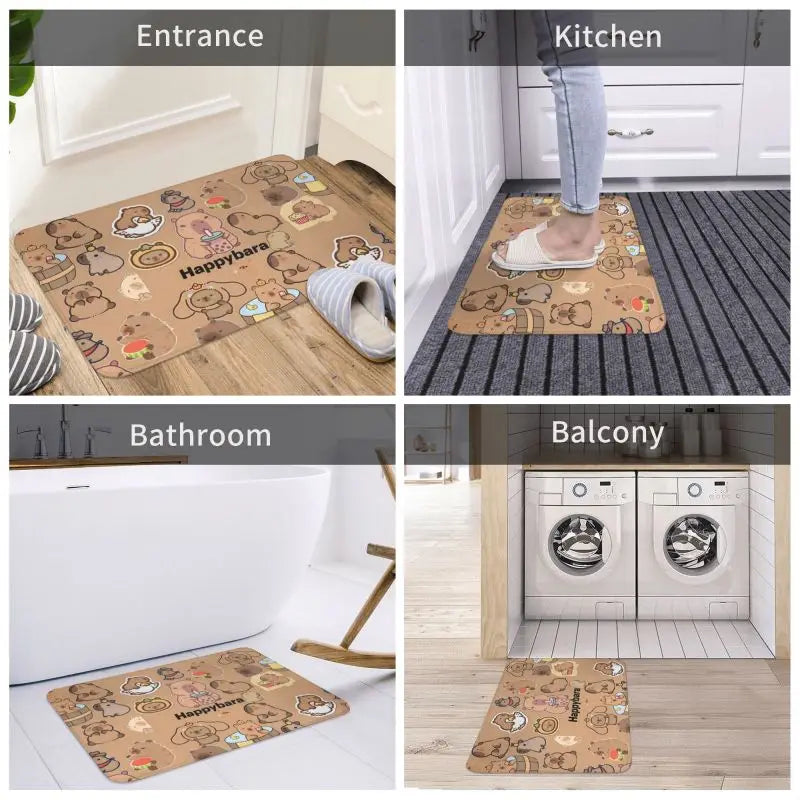 Custom Cute Giant Cavy Capybara Doormat Non-Slip Bathroom Kitchen Mat Living Room Floor Door Entrance Carpet Rug