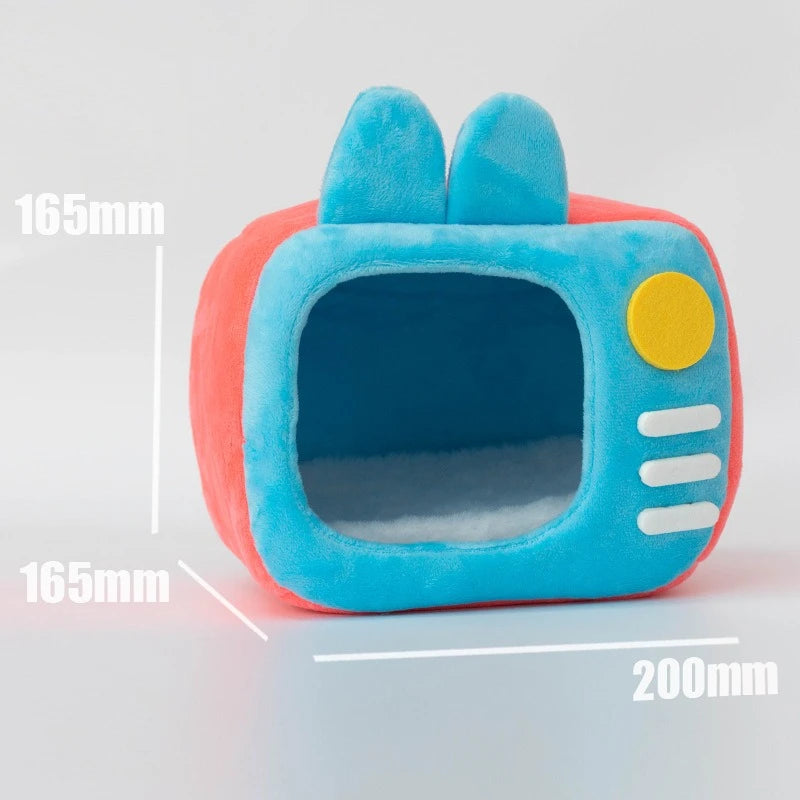 Pet Hamster Nest Cartoon TV Rabbit Squirrel Mini Cage Guinea Pig Nest Animal Nest For Rodent Rat Hedgehog Ferret Small Pet House