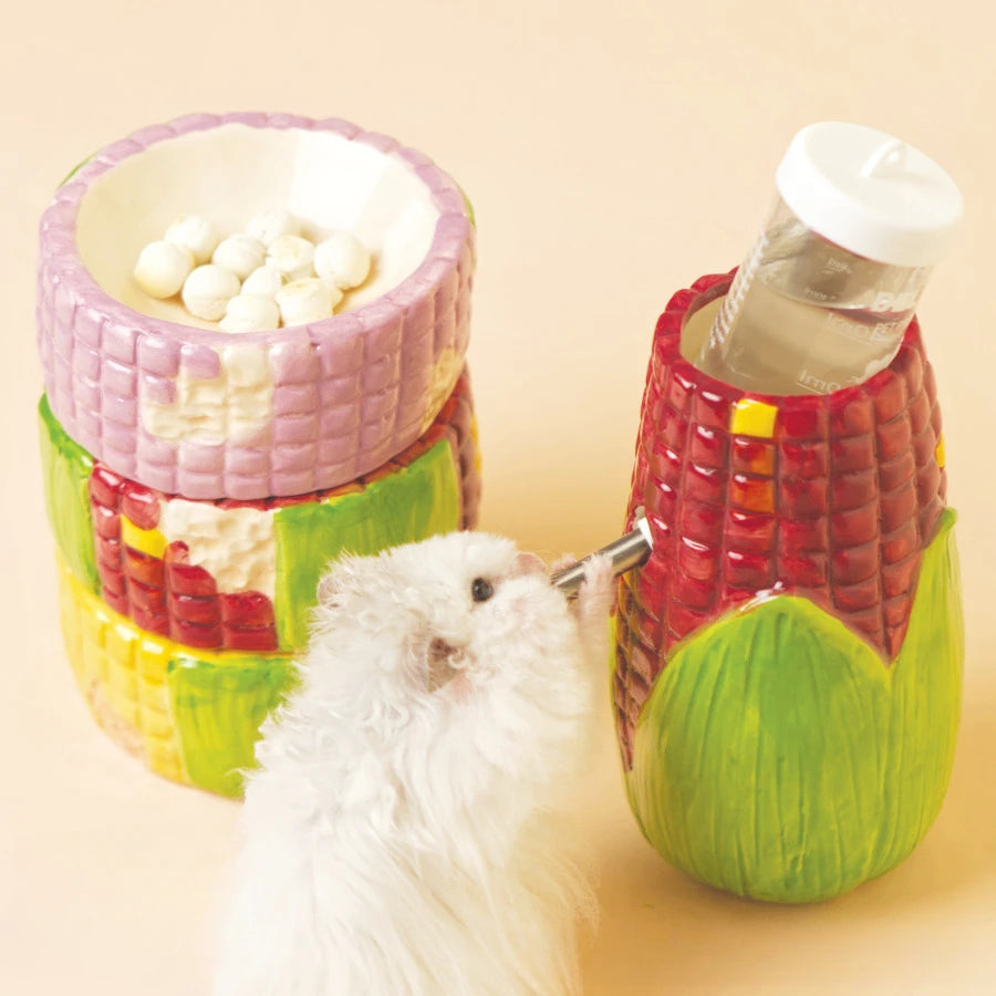 Corn Ceramic Hamster Hideout and Feeder