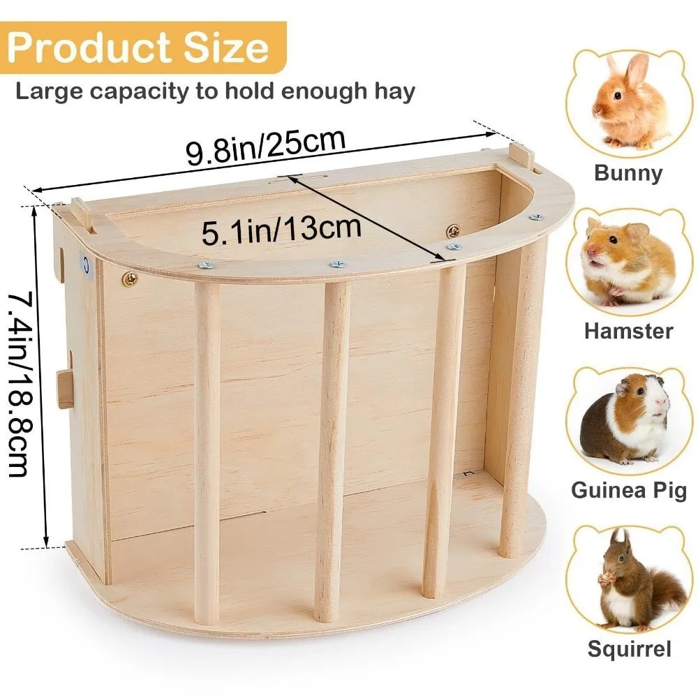 Wooden bunny hay feeder rack for Burrowly small pet forage routines.