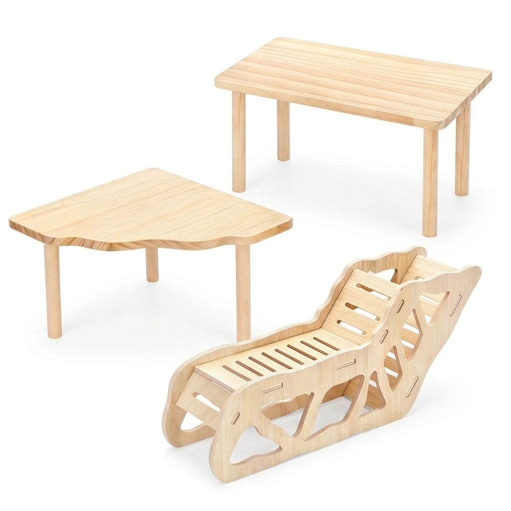 Wooden-hamster Cage with Two Level Platforms and Stairs Fan Shaped Design