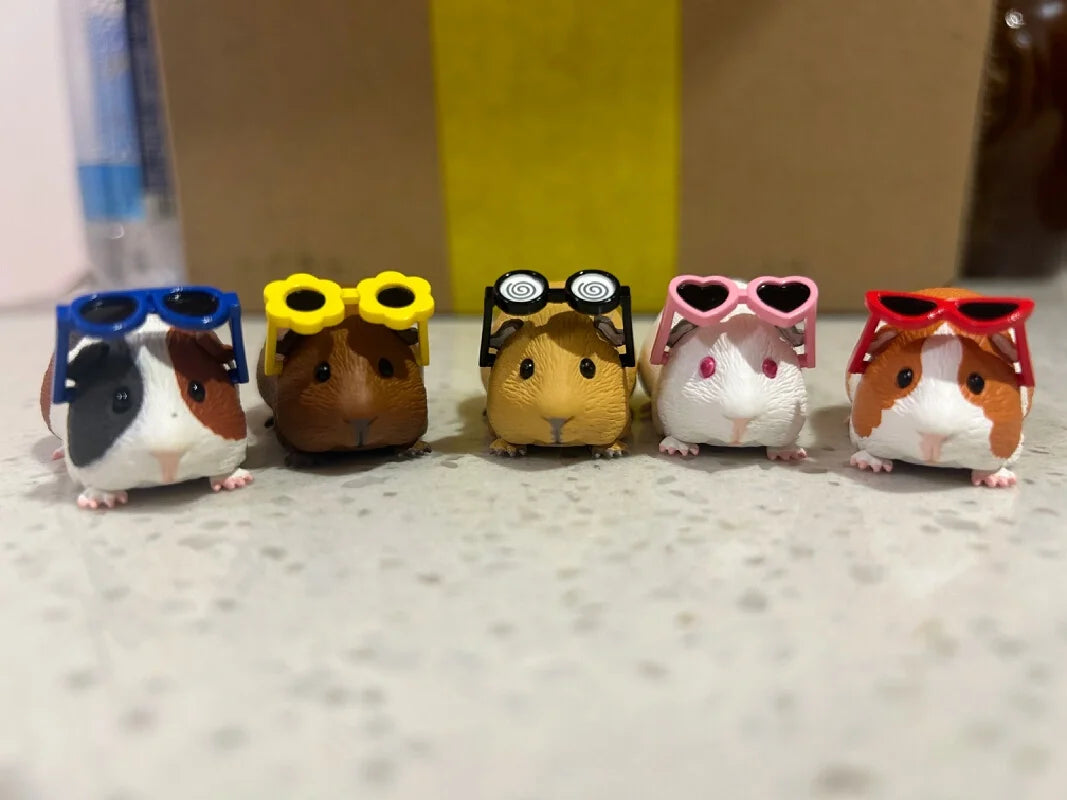 Guinea Pig With Sunglasses Blind Box Cute Mini Anime Action Figure Model Toys Kawai Desktop Decoration Collection Festival Gift