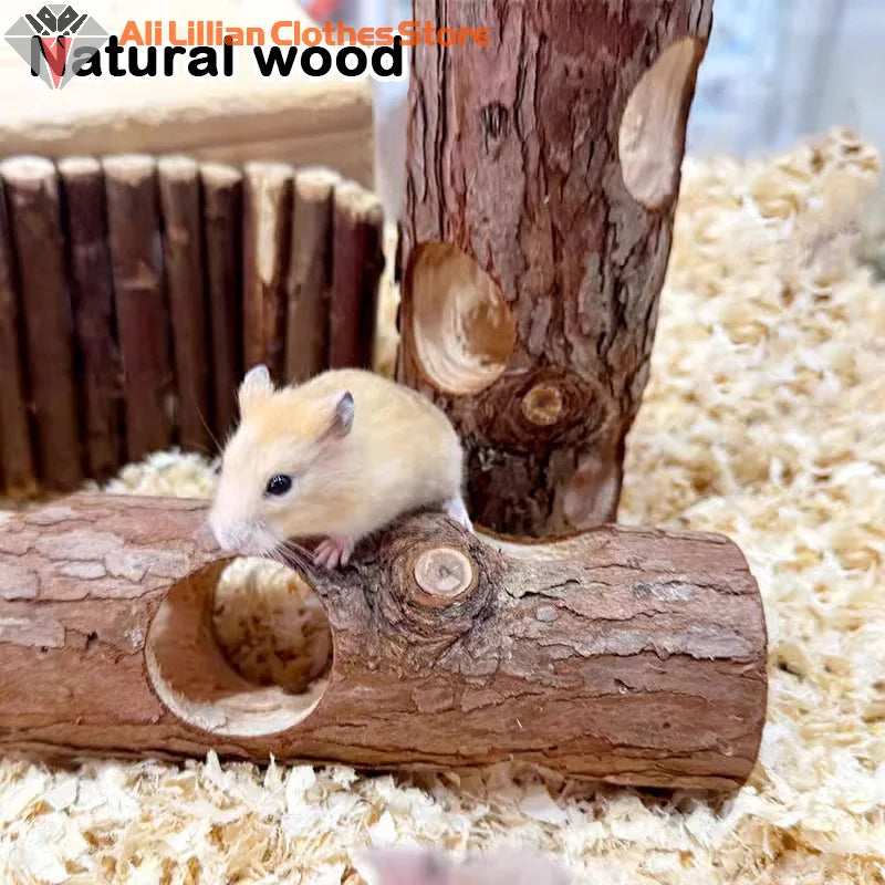 Hamster Natural Wooden Forest Hollow Tree Trunk Tunnel Tube Toy Tunnel