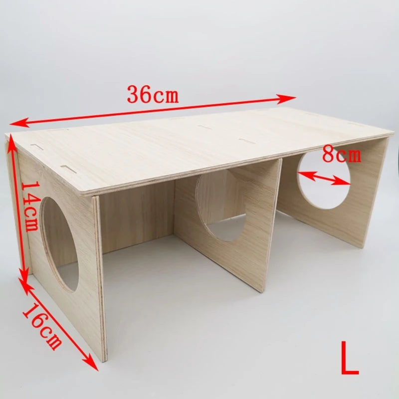 Natural Wood Multi-Chamber Hamster Hideout