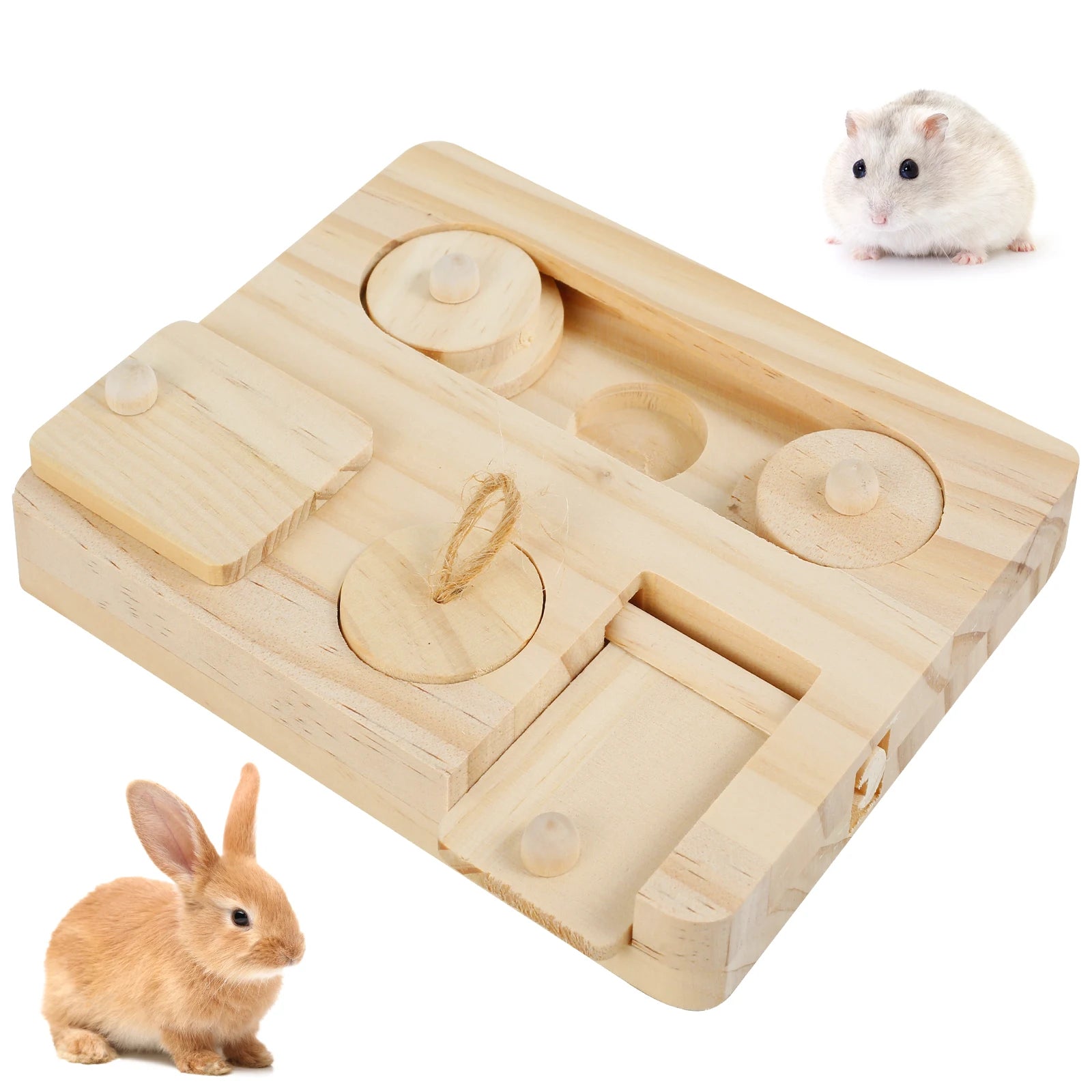 Wooden Treat Dispenser for Guinea Pigs and Rabbits for guinea pigs, rabbits, and hamsters from Burrowly small pet supplies.