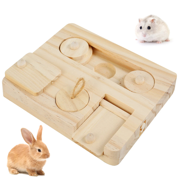 Wooden Treat Dispenser for Guinea Pigs and Rabbits for guinea pigs, rabbits, and hamsters from Burrowly small pet supplies.