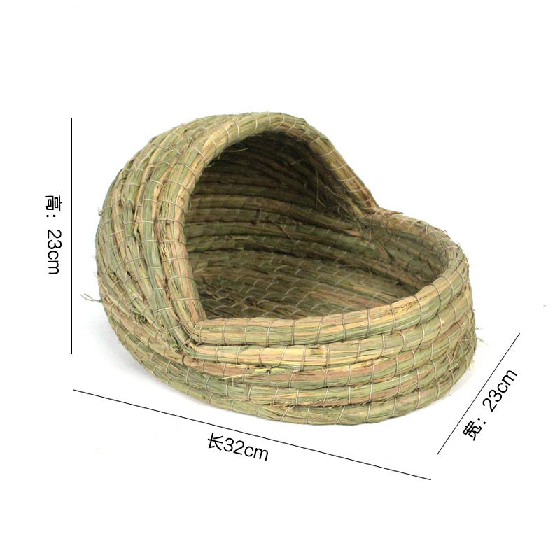 Natural Straw Woven Grass Bed for Small Pets for rabbits, hamsters, chinchillas, and mice from Burrowly small pet supplies.
