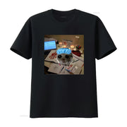 Sad Hamster Studying M or F Funny Cotton T Shirt Parody Fast Shipping vintage Washed fashion streetwear Unisex Soft homme