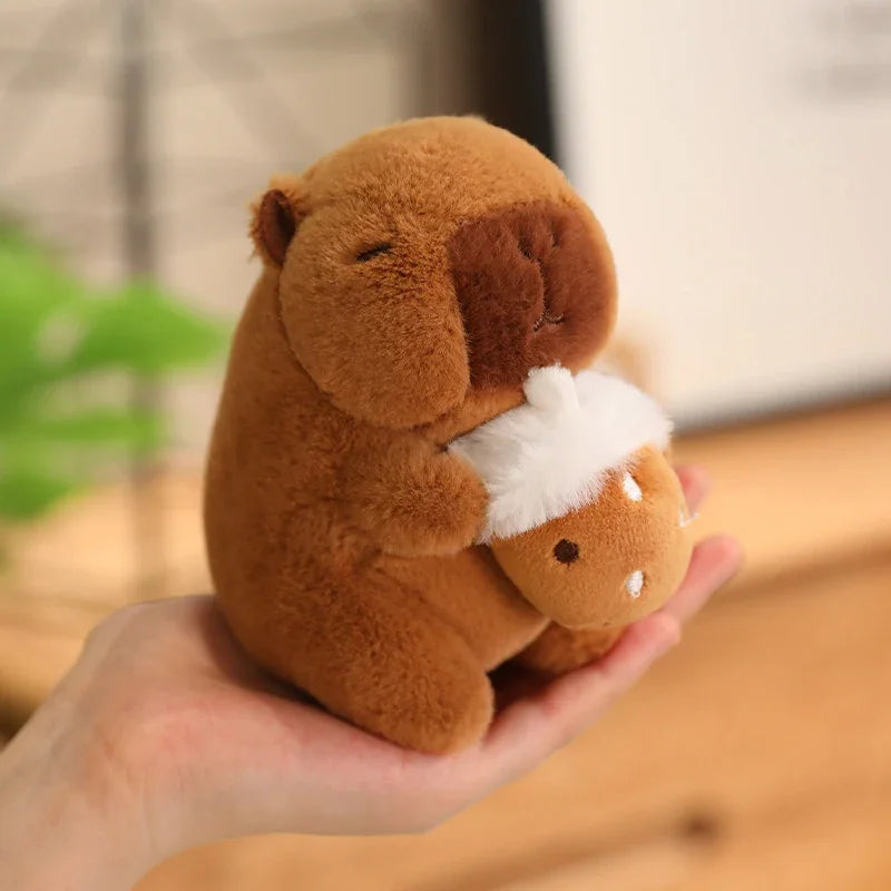 Cute Capybara Plush Toy with Hat Simulation Capybara Cosplay Crab Rabbit Cat Doll Small Size Stuffed Animals Bag Pendant Gift