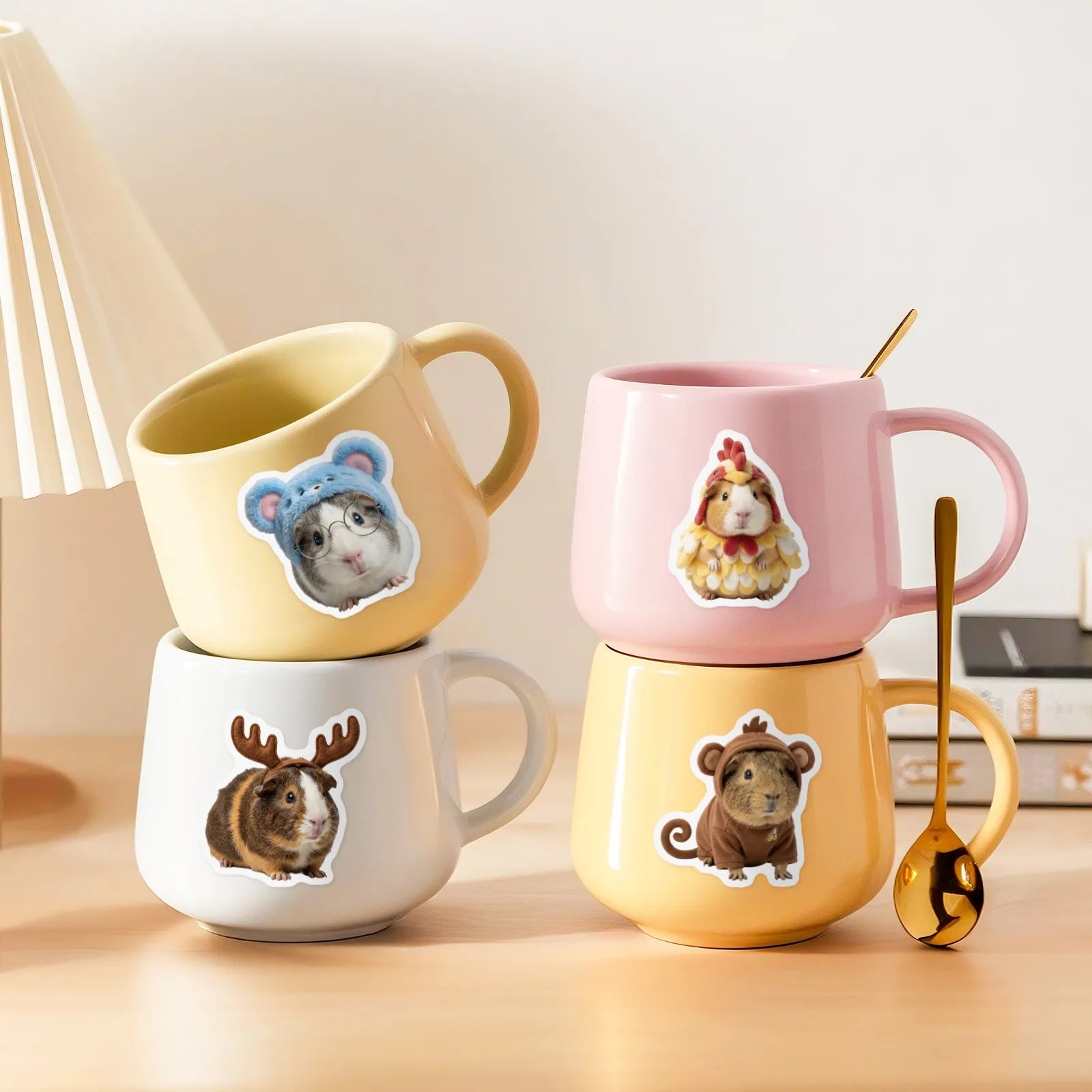 50Pcs Cute Animal Guinea Pig Cavy Stickers Cute Cartoon Decal for Laptop Phone Guitar Luggage Waterproof Graffiti Vinyl Stickers