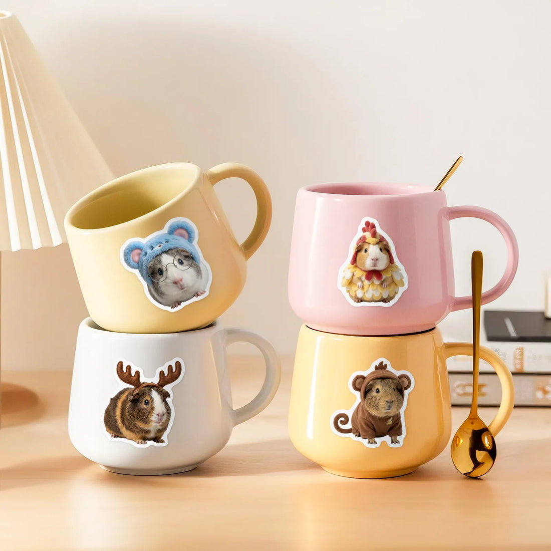 50Pcs Cute Animal Guinea Pig Cavy Stickers Cute Cartoon Decal for Laptop Phone Guitar Luggage Waterproof Graffiti Vinyl Stickers