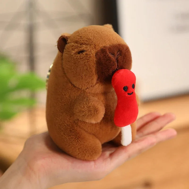 Cute Capybara Plush Toy with Hat Simulation Capybara Cosplay Crab Rabbit Cat Doll Small Size Stuffed Animals Bag Pendant Gift