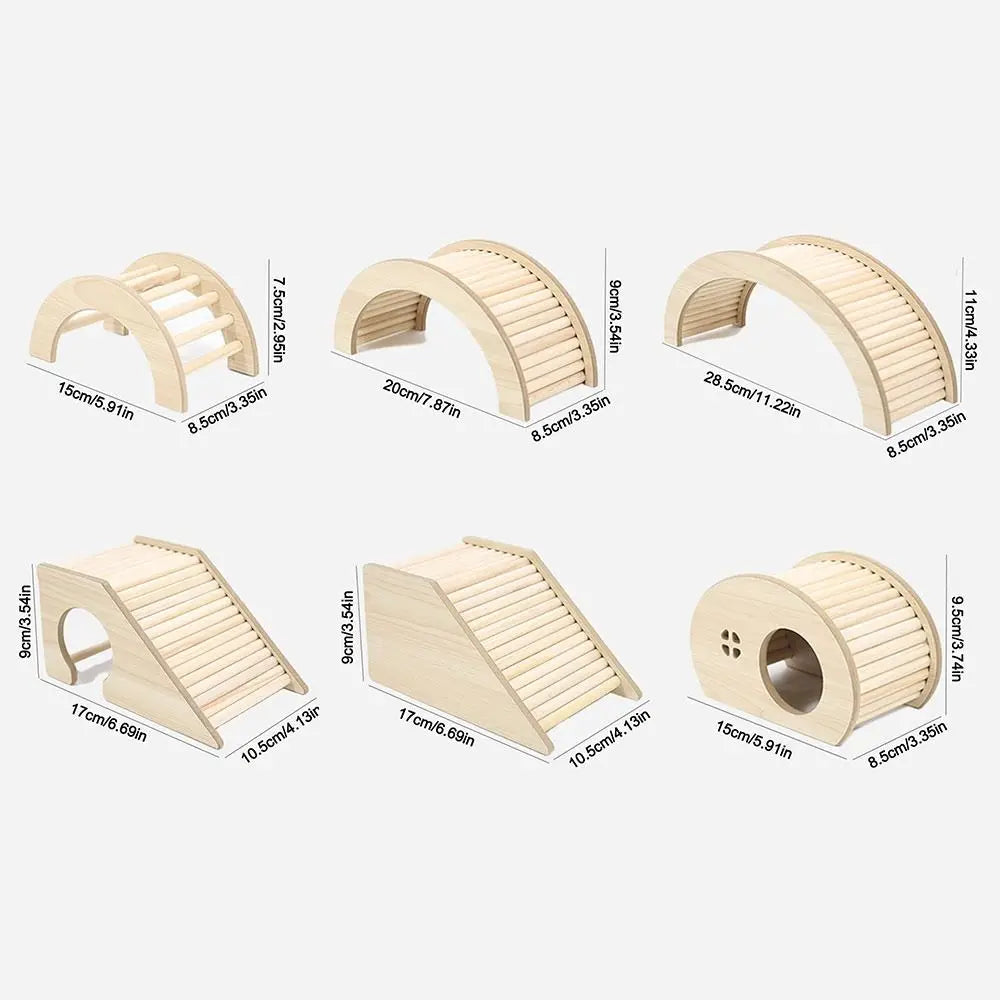 Smooth Hamster Climbing Ladder with Hiding Hole Small Hamster Wooden