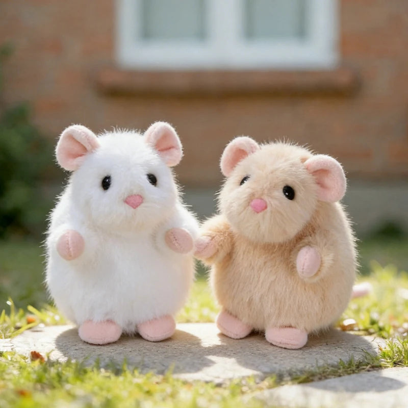 Cute White Baby Hamster Plush Toy Adorable Pet Degu Stuffed Animal Soft Doll Mouse Plushie For Girl Boy