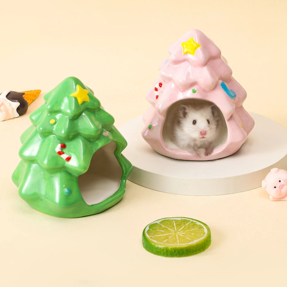 Ceramic Hamster House for Small Animals Outdoor Mushroom Cave Small Animal