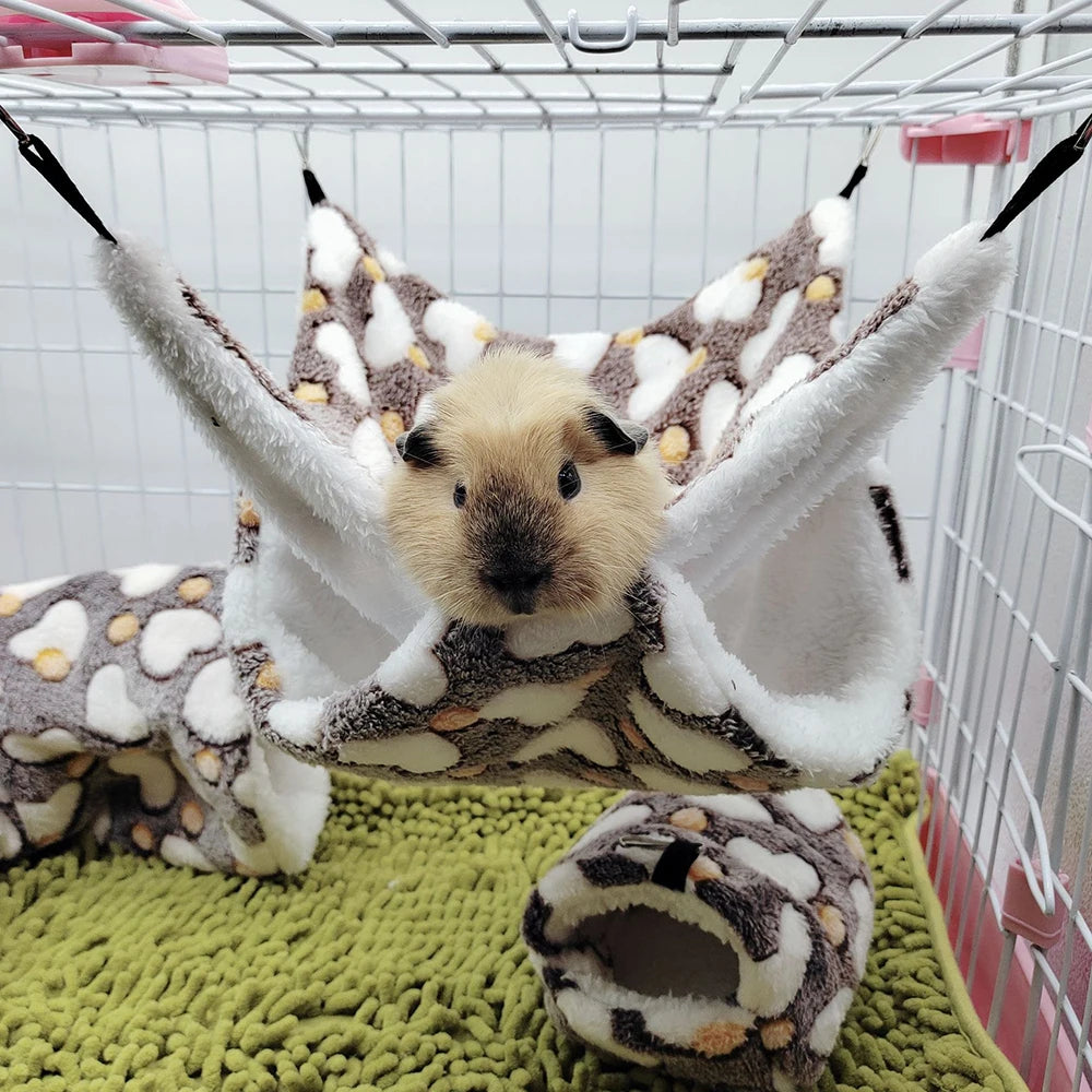 Double layer winter hammock for hamster and small pet cage comfort from Burrowly.