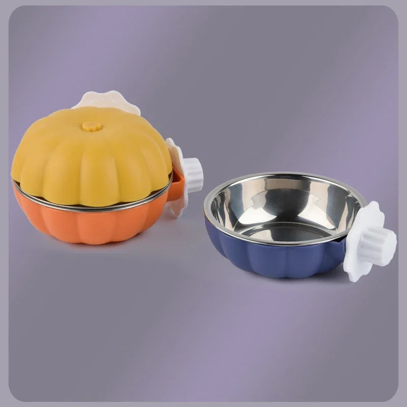 Pumpkin shaped small pet food and water bowl for Burrowly daily feeding.