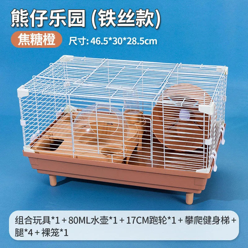 Complete Hamster Cage Set Large Hamster Cage Golden Hamster Nest Single/Double-Tiered Villa Bear Cub Paradise