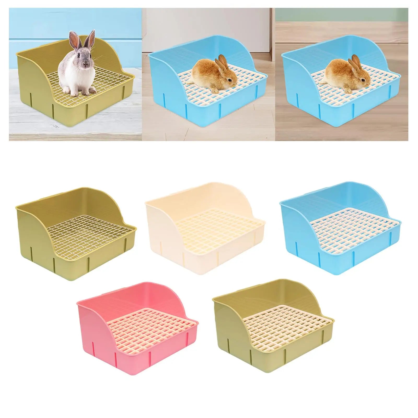 Rabbit Litter Box Small Animals Litter Tray Corner Toilet Box for Ferrets