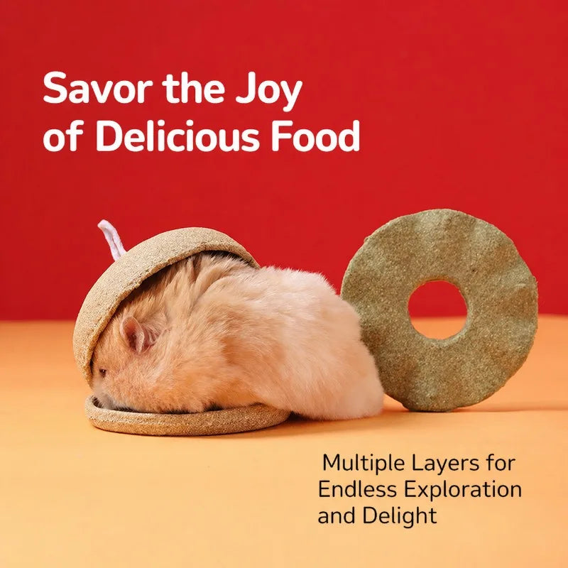 Novel Hamster Molar Burger Snack Multifunctional Ornament Decor for Golden Bear Pet Playground Cute Landscape Small Pet Supplies