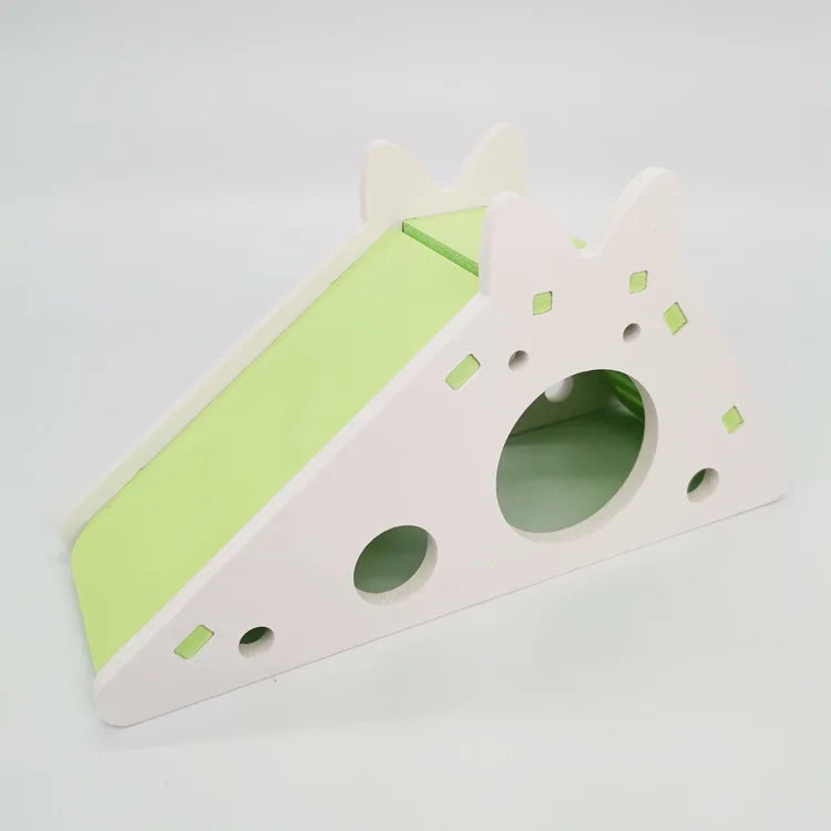 Colorful Wooden Hamster Slide House Toy Assembled Small Pet Cage Toys for