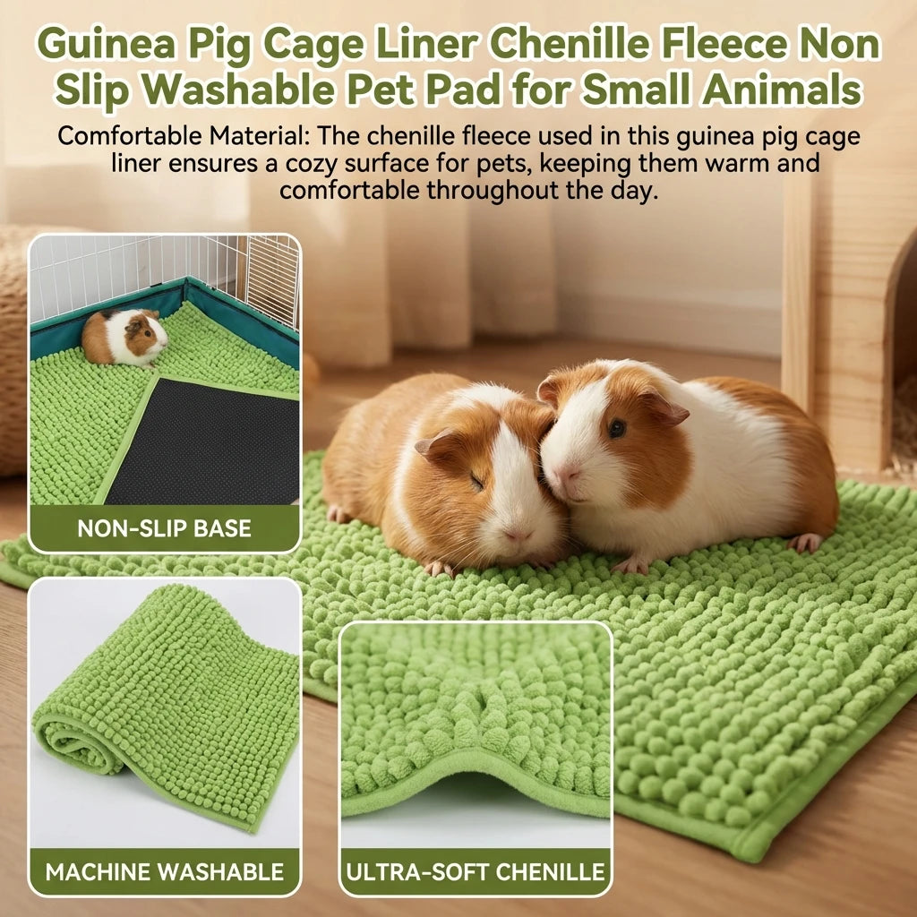 Chenille Fleece Cage Liner for Small Pets for guinea pigs, rabbits, and hamsters from Burrowly small pet supplies.
