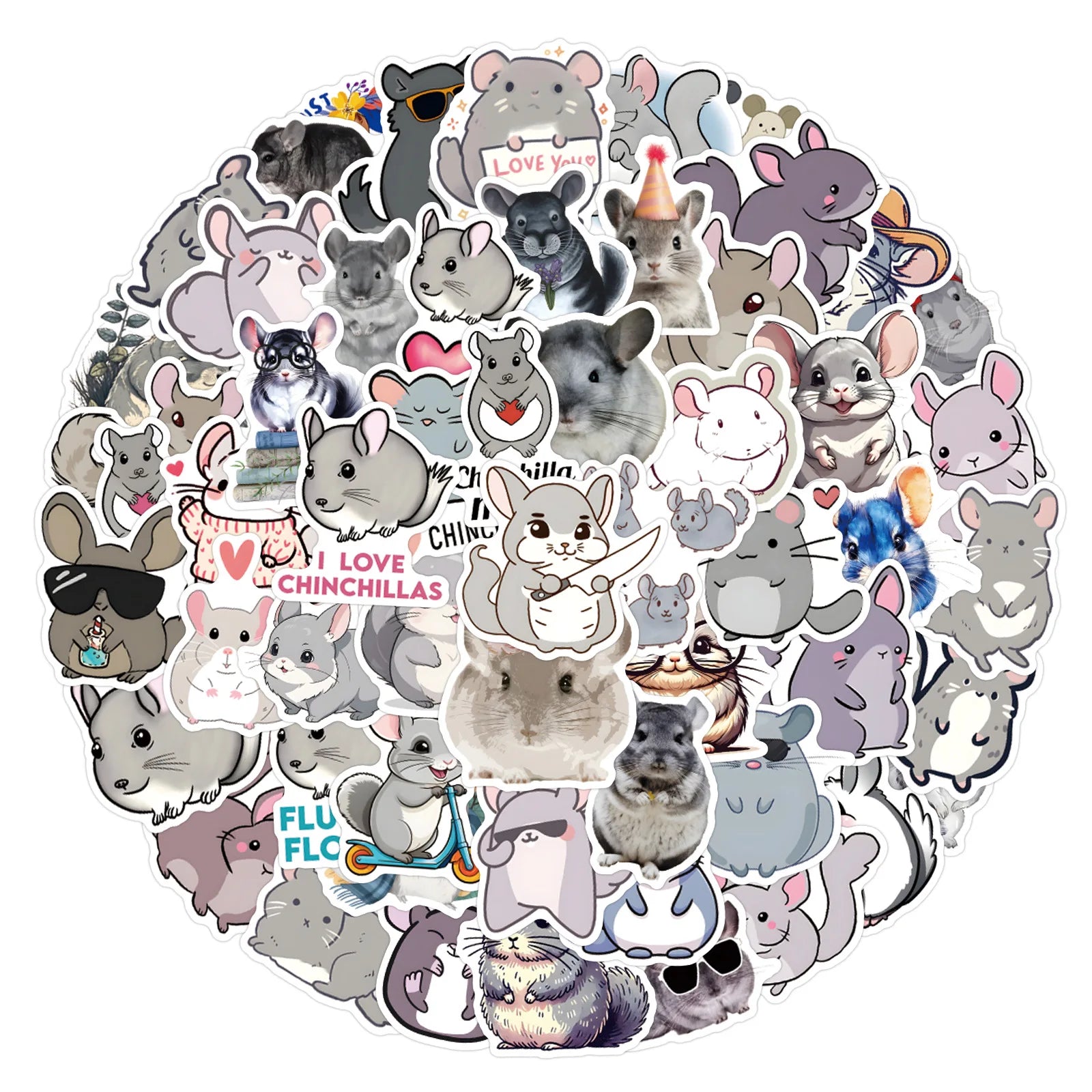 10/55/110PCS New Chinchilla Kawaii Creative Graffiti Stickers for Water Cup Pencil Box Scrapbook Waterproof Decal Kids Toy
