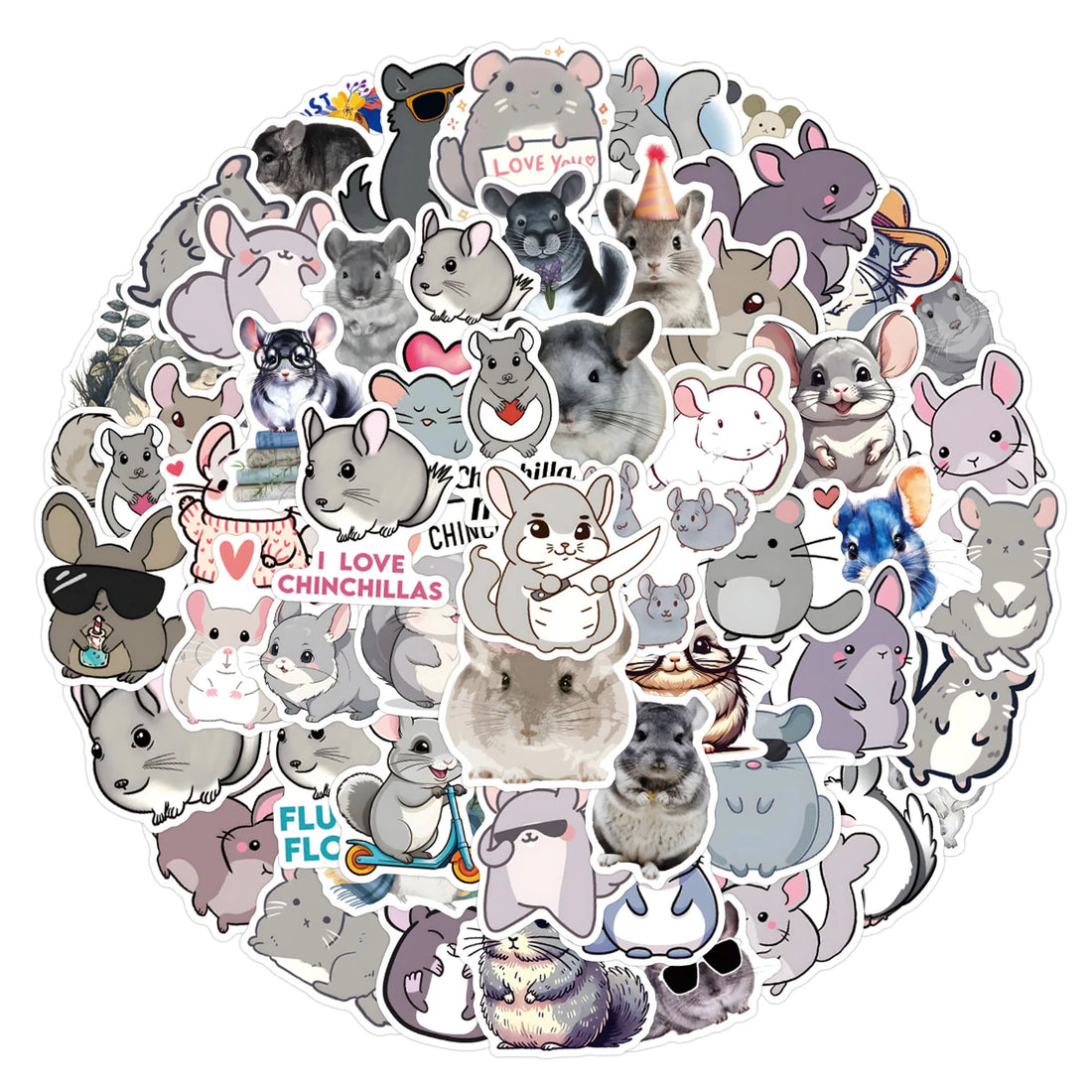 10/55/110PCS New Chinchilla Kawaii Creative Graffiti Stickers for Water Cup Pencil Box Scrapbook Waterproof Decal Kids Toy