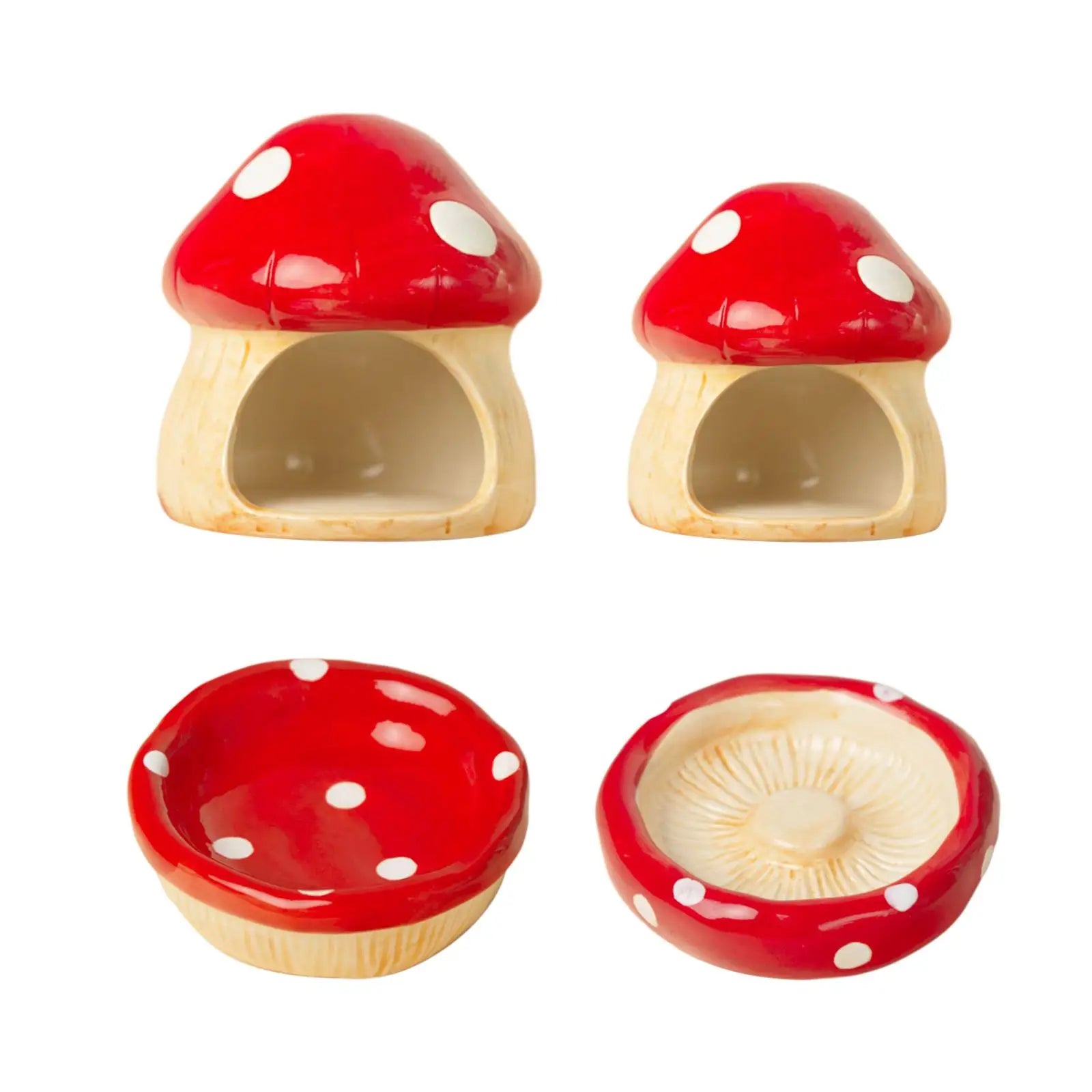 Ceramic Mushroom Hideout for Hamsters for hamsters, mice, and gerbils from Burrowly small pet supplies.
